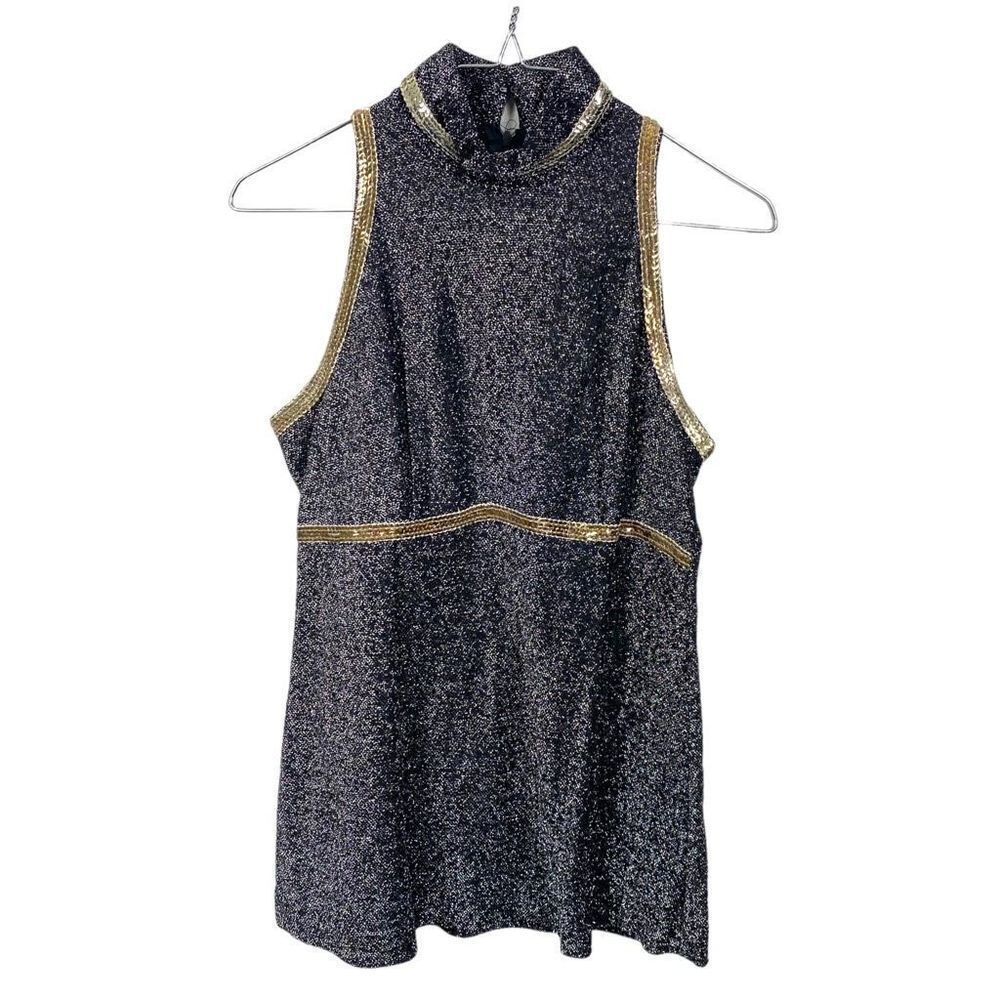 Vintage Metallic Gold Silver Sleeveless Top Rare